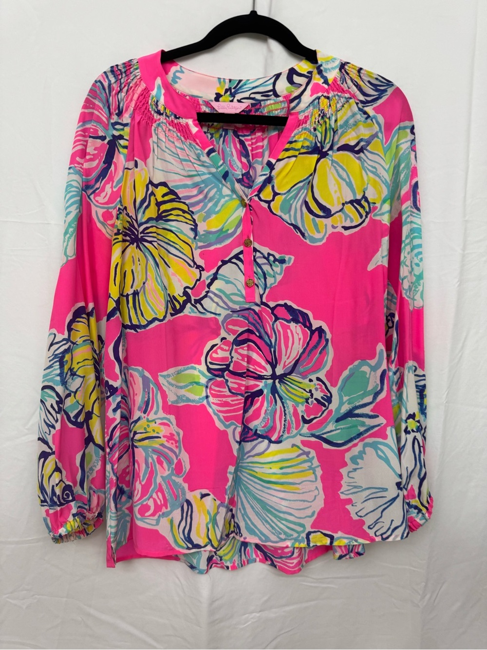 Lilly Pulitzer Pink Floral Long-Sleeve Women's Top